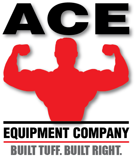 Ace Equipment Company muscleman logo in red and black